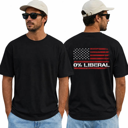 Zero Percent Liberal American Flag Shirt Patriotic Republican Graphic Tee Conservative Gift For Men
