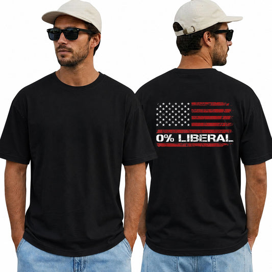 Zero Percent Liberal American Flag Shirt Patriotic Republican Graphic Tee Conservative Gift For Men