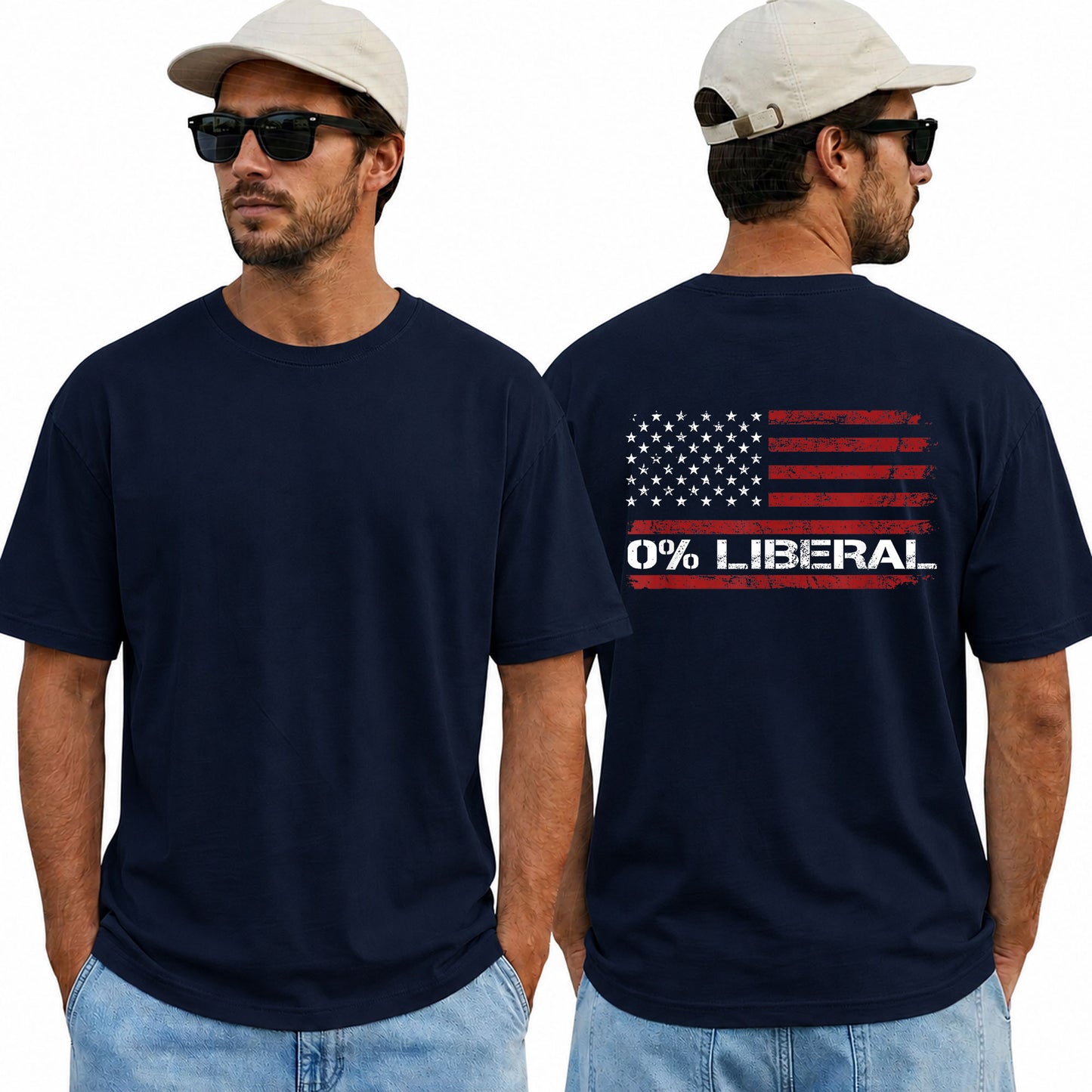 Zero Percent Liberal American Flag Shirt Patriotic Republican Graphic Tee Conservative Gift For Men