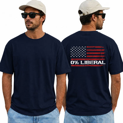 Zero Percent Liberal American Flag Shirt Patriotic Republican Graphic Tee Conservative Gift For Men