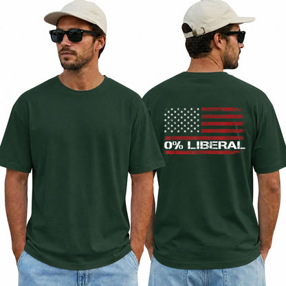 Zero Percent Liberal American Flag Shirt Patriotic Republican Graphic Tee Conservative Gift For Men