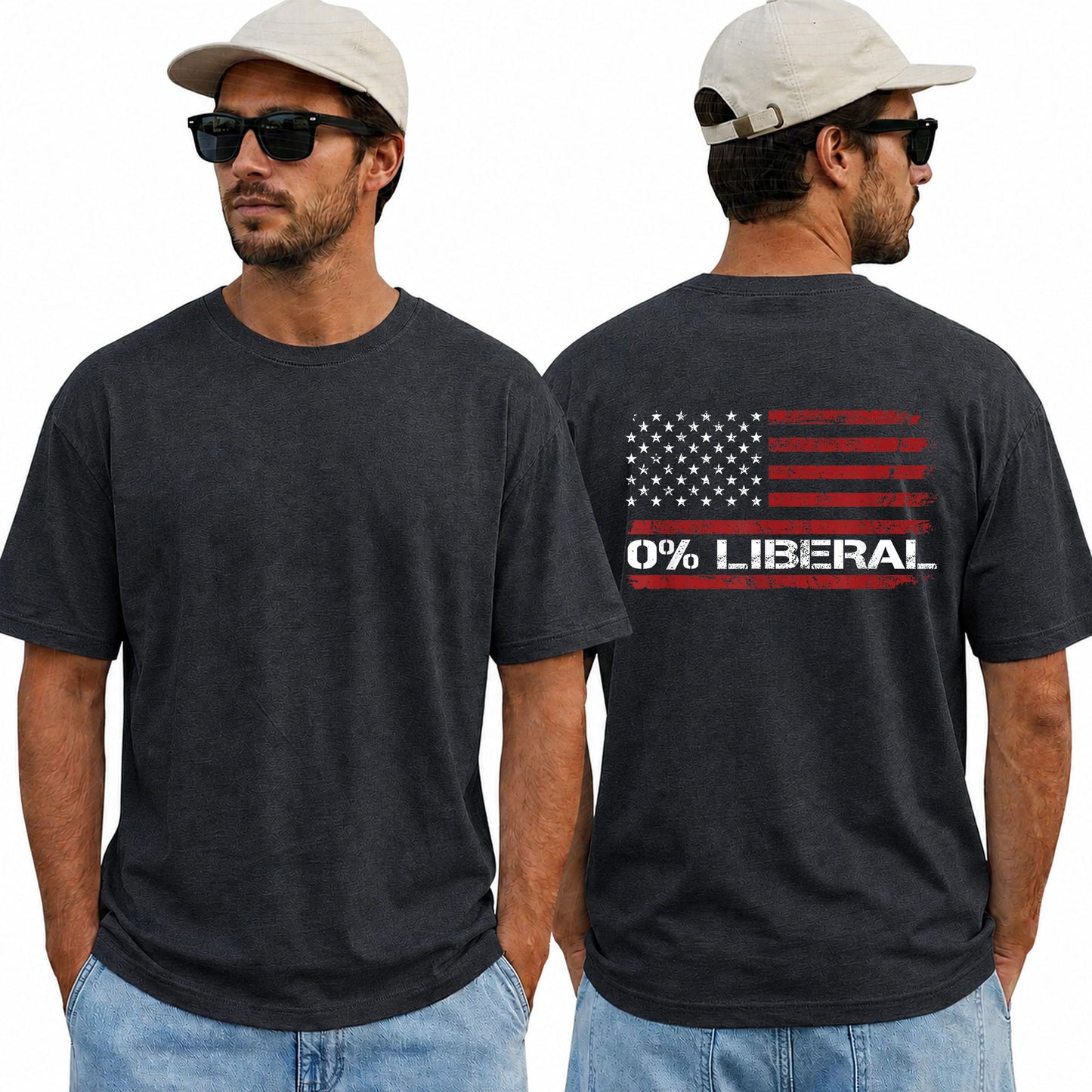 Zero Percent Liberal American Flag Shirt Patriotic Republican Graphic Tee Conservative Gift For Men