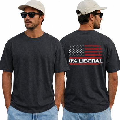 Zero Percent Liberal American Flag Shirt Patriotic Republican Graphic Tee Conservative Gift For Men