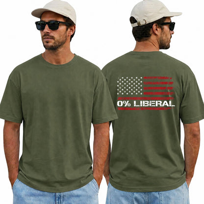 Zero Percent Liberal American Flag Shirt Patriotic Republican Graphic Tee Conservative Gift For Men