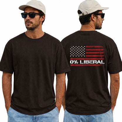 Zero Percent Liberal American Flag Shirt Patriotic Republican Graphic Tee Conservative Gift For Men