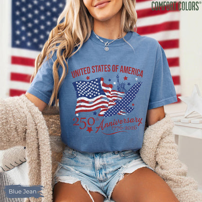 Comfort Colors® America 250th Anniversary Shirt, Patriotic Eagle Tee, Distressed 4th Of July Shirt, American Flag Shirt, Patriotic Gifts