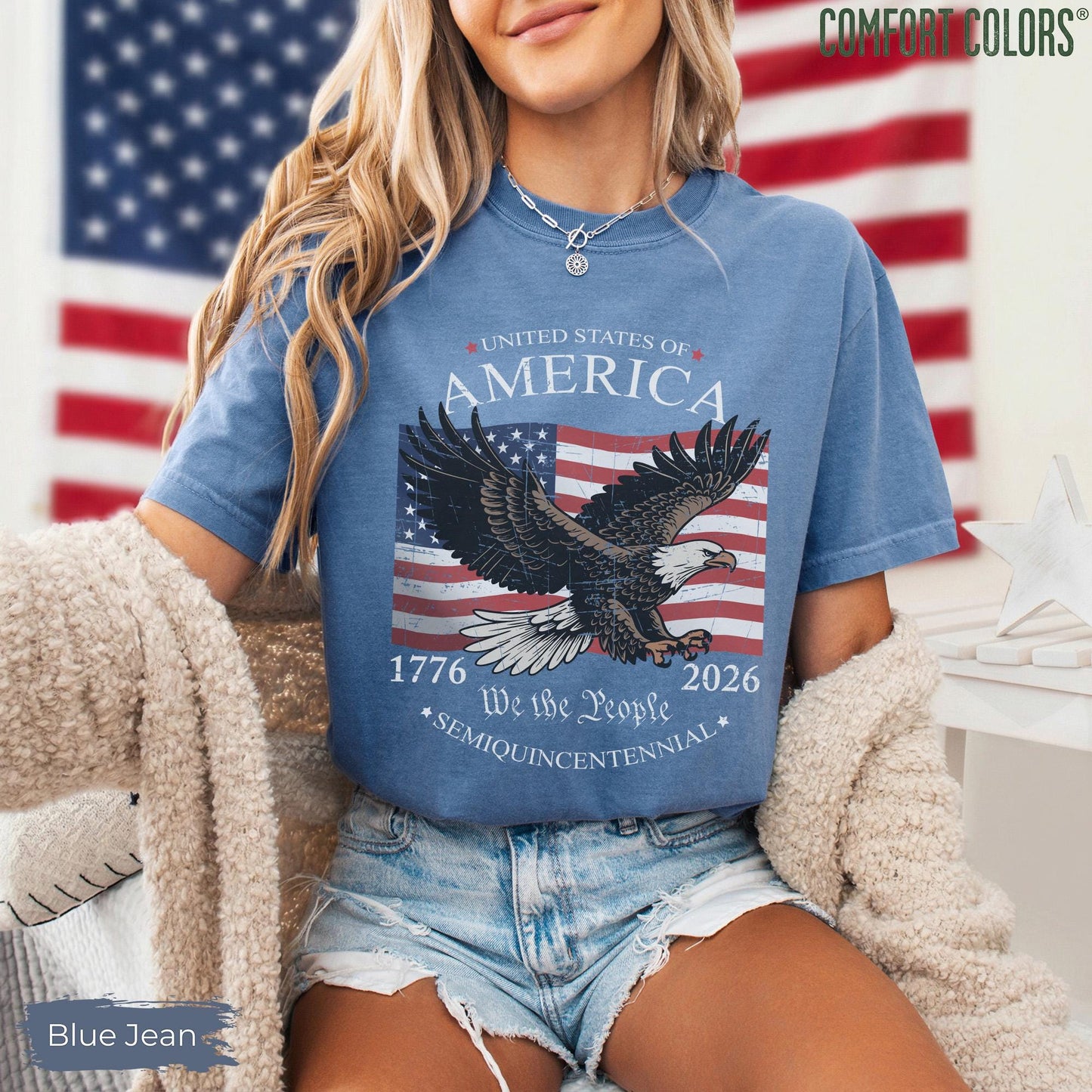 America 250th Anniversary Shirt 1776 - 2026, We The People Patriotic Eagle American Flag T-Shirt, Vintage USA Flag July 4th Tee
