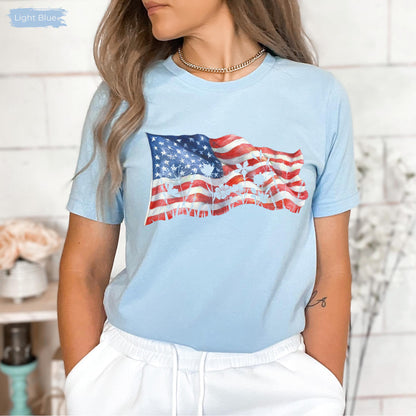 Womens Patriotic, 250 Years of Freedom Floral Tee, America 250 Shirt, Fourth of July Wildflower Top, Semiquincentennial