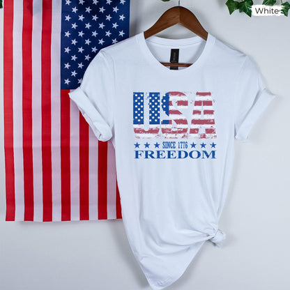 Retro USA Since 1776 Shirt, Distressed Retro American Flag Patriotic Sweat, Memorial Day Tee