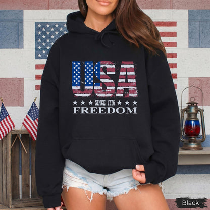 Retro USA Since 1776 Shirt, Distressed Retro American Flag Patriotic Sweat, Memorial Day Tee
