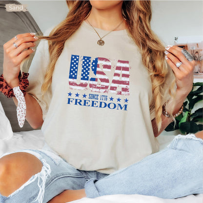Retro USA Since 1776 Shirt, Distressed Retro American Flag Patriotic Sweat, Memorial Day Tee