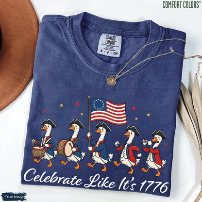 Comfort Colors® Funny Goose 250th Anniversary Shirt, Celebrate Like It's 1776, 250 Years of Freedom Tee, Patriotic Shirt, USA 1776 Shirt
