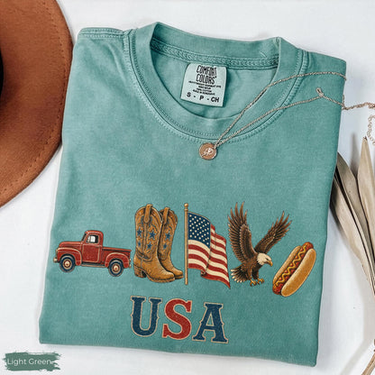 Comfort Colors American Icons Shirt, USA Flag Tee, 4th Of July Graphic Tee, Country Clothing, Western Tee, Independence Day Shirt