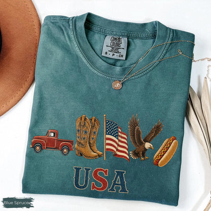 Comfort Colors American Icons Shirt, USA Flag Tee, 4th Of July Graphic Tee, Country Clothing, Western Tee, Independence Day Shirt