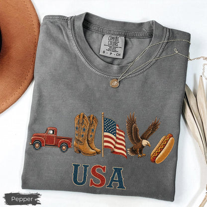 Comfort Colors American Icons Shirt, USA Flag Tee, 4th Of July Graphic Tee, Country Clothing, Western Tee, Independence Day Shirt