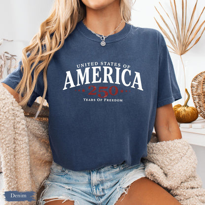 Comfort Colors® 250th America Anniversary Shirt, US 250 Years Shirt, 1776–2026 Patriotic Tee, Retro Independence Day Shirt, 4th of July Tee