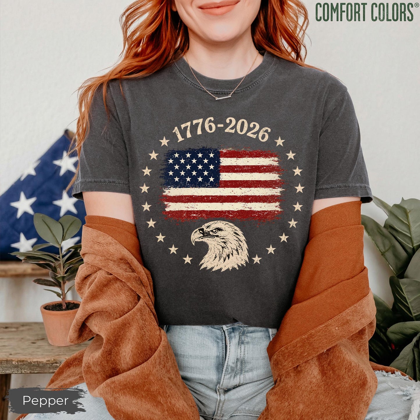 Comfort Colors® Made in America Shirt, USA Flag T-Shirt, America 250th Anniversary Tee, 4th of July, Independence Day Tee