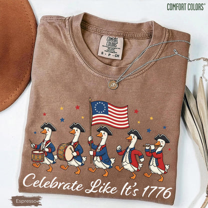 Comfort Colors® Funny Goose 250th Anniversary Shirt, Celebrate Like It's 1776, 250 Years of Freedom Tee, Patriotic Shirt, USA 1776 Shirt
