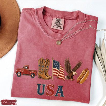 Comfort Colors American Icons Shirt, USA Flag Tee, 4th Of July Graphic Tee, Country Clothing, Western Tee, Independence Day Shirt
