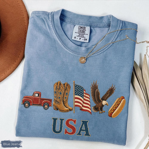 Comfort Colors American Icons Shirt, USA Flag Tee, 4th Of July Graphic Tee, Country Clothing, Western Tee, Independence Day Shirt